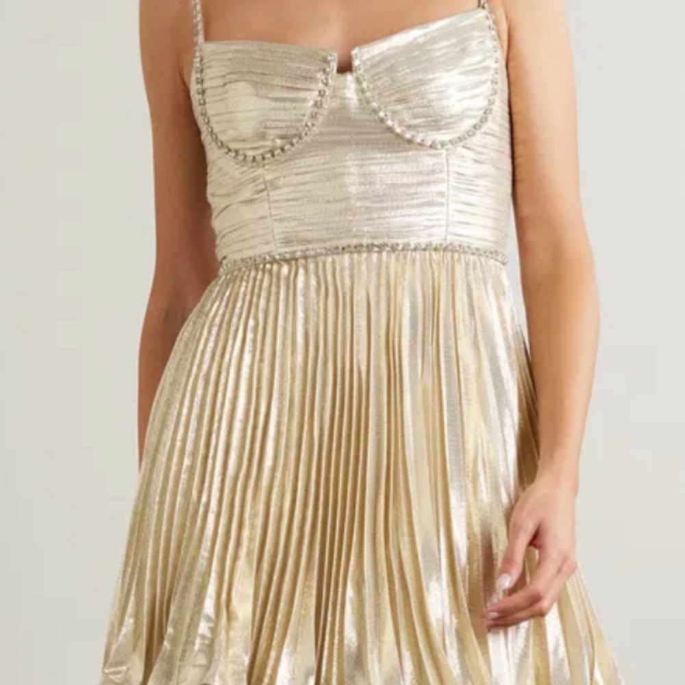 Self-Portrait Gold Mini Dress